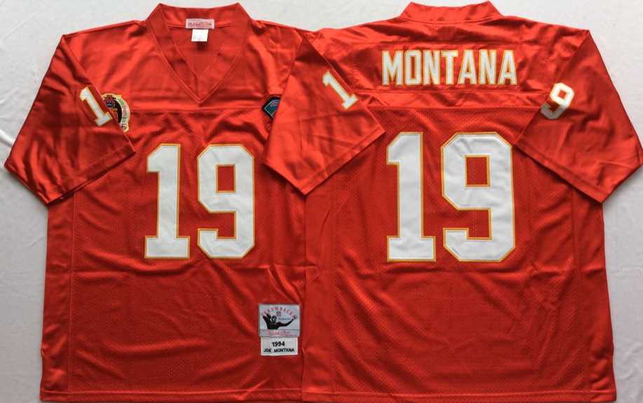 Chiefs 19 Joe Montana Red M&N Throwback Jersey->nfl m&n throwback->NFL Jersey